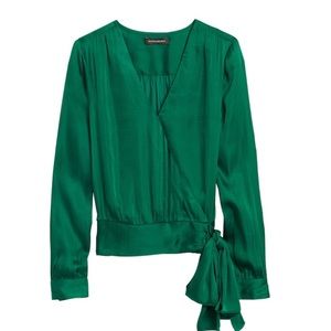 Banana Republic Soft Satin Puff-Sleeve Top